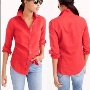 J. Crew Baird McNutt Perfect Fit Irish Linen Button Down Shirt In Dried Papaya